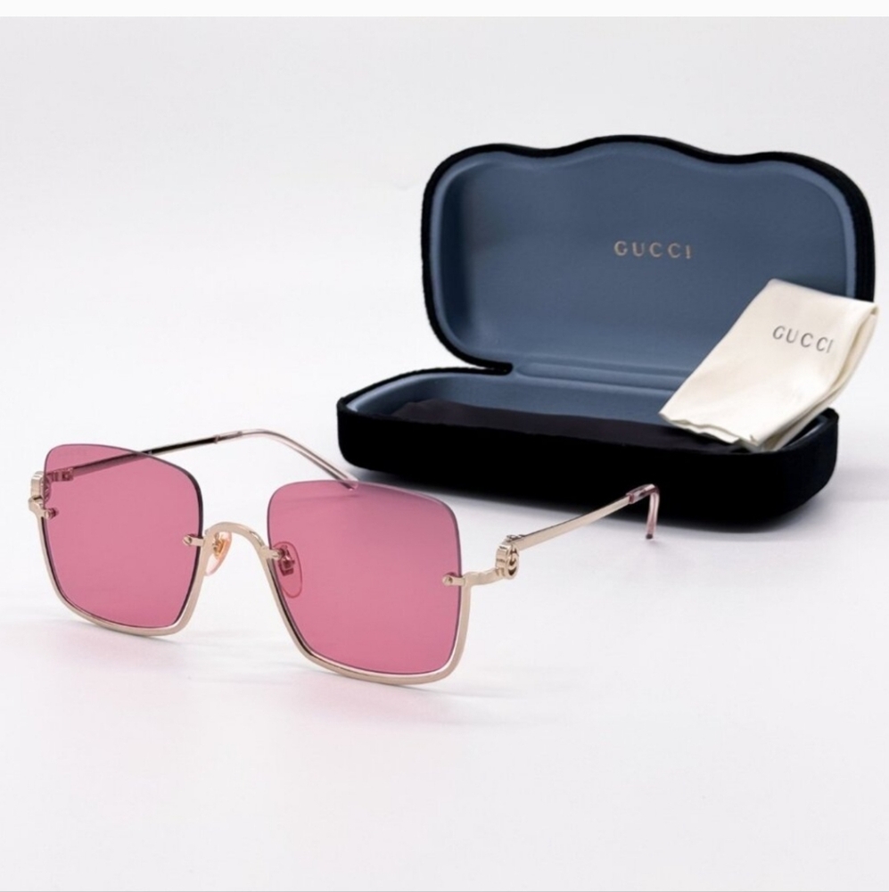 Gucci Gold Pink  GG1279s 003 Pink Woman Sunglasses - Picture 3 of 13
